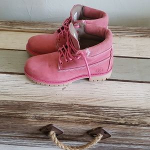 Pink steel toed work boots. Sz 7.5